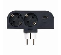 Simon Adaptateur Rotatif Plug 2 Prises 16 A (250 V, 3680 W) + 2 Ports USB C (30 W), Rotation 180° et Charge Rapide pour téléphones Portables et tablettes, idéal pour Les Coins ou derrière Les