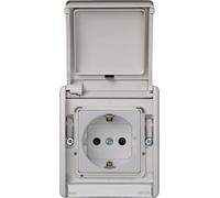 SIMON - Base de prise extérieure étanche, prise Schuko, série Simon 44 Aqua, 250 V 16 A, prise d'encastrement, facile à installer, avec boîte, couvercle et mécanisme, couleur grise