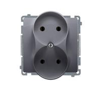 Simon Basic double prise b/u 16A IP20 argent BMG2M.01/43