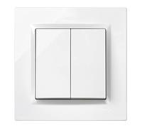 SIMON - Commutateur double série Simon 10, 230 V, interrupteur mural intérieur, facile à installer, avec cadre, couvercle et mécanisme, couleur blanche
