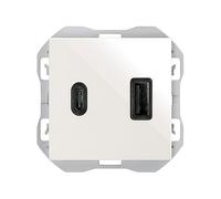 SIMON - Kit deux chargeurs USB type C à encastrer blanc, série Simon 270, 3.1A, charge rapide Quickcharge, facile à installer, comprend cadre, couvercle et mécanisme, chargeur double blanc