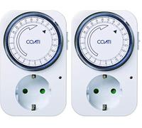 Simon - Programmateur analogique Quotidien, Prise minuteur programmable, Compact et analogique, avec lumière LED Lumineuse, intensité 16 A, 230 V/50 Hz, Couleur Blanche (Lot de 2)