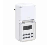 Simon Programmateur numérique hebdomadaire extérieur, 10 programmes on/Off, Fonctions été et Simulation de présence, écran LCD rétro-éclairé, IP44, Blanc