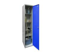 Simon Rack Armoire Métallique de Rangement 1800x400x400, 1 Porte, 4 Étagères, Charge 0 kg par Niveau, Gris/Bleu - Simonlocker