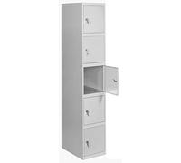 Simon Rack Casier Vestiaire Métallique 1800x400x500 mm, 5 Portes, Serrure avec Clés Incluses, Gris - Simonlocker