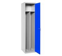 Simon Rack Casier Vestiaire Metallique, 1 Porte, 2 Compartiments, Comprend la Clé, 1800x400x500 mm, Gris/Bleu - Simonlocker