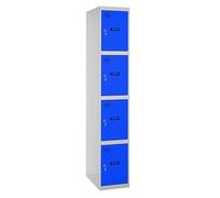 Simon Rack Casier Vestiaire Metallique, 4 Portes, Comprend la Clé, 1800x300x500 mm, Gris/Bleu - Simonlocker