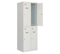 Simon Rack Casier vestiaire métallique, 4 portes, monté 1 800 x 600 x 500 mm, métal, gris/gris, 1800 x 600 x 500 mm
