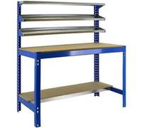 SimonRack – Établi d'atelier BT1 – Capacité 600 kg, 1445×1210×610 mm, 3 étagères, Bleu/Bois