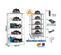 Simon Rack - Etagère de rangement 2000x1000x400mm Blanc Charge 75Kg - Advantage PLUS 5/400