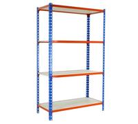 Etagère Légère Sans Vis Maderclick Plus 4/500 1500 Bleu/orang/bois Bleu/orange/bois 1500x1000x500 - Simonrack