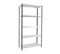Simon Rack Étagère métallique 1800x800x400 mm - Comfort | 5 hauteurs, Plateau métal, Point de flexion 100 kg, Peinture anticorrosion, Montage avec vis, Anthracite/Blanc