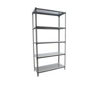 Simon Rack Étagère métallique 1800x900x300 mm - Simonclick | 5 hauteurs, Plateau métal, Point de flexion 180 kg, Peinture anticorrosion, Montage système clic, Anthracite/Galvanisé