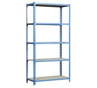 Etagère Légère Sans Vis Maderclick 5/500 Bleu/bois Bleu/bois 1800x900x500 - Simonrack