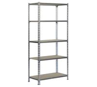Simon Rack Étagère métallique 2000x1100x400 mm - Maderclick | 5 hauteurs, Plateau bois, Point de flexion 200 kg, Peinture anticorrosion, Montage système clic, Galvanisé