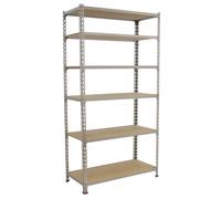 Simon Rack Étagère métallique 2500x1000x300 mm - Maderclick | 6 hauteurs, Plateau bois, Point de flexion 150 kg, Peinture anticorrosion, Montage système clic, Galvanisé