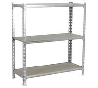 Simon Rack Étagère métallique 900x1000x300 mm - Maderclick | 3 hauteurs, Plateau bois, Point de flexion 150 kg, Peinture anticorrosion, Montage système clic, Galvanisé