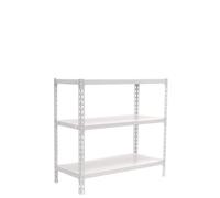 Simon Rack Étagère métallique 900x1000x300 mm - Simonclick | 3 hauteurs, Plateau métal, Point de flexion 180 kg, Peinture anticorrosion, Montage système clic, Blanc