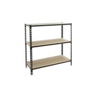 Simon Rack Étagère métallique 900x1000x500 mm - Maderclick | 3 hauteurs, Plateau bois, Point de flexion 150 kg, Peinture anticorrosion, Montage système clic, Anthracite