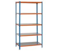 Simonrack Étagère légère sans vis Simonclick 5 niveaux 180 kg 1800x900x500 mm Bleu/Orange/Galva