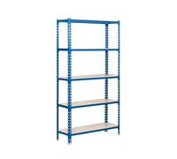 Simon Rack Étagère Rangement et 5 Niveaux, 200 kg Capacité de Charge et Point de Flexion, 2000x1200x300 mm, Étagère Charge Lourde, Étagère Garage, Bleu/Blanc - Simonclick