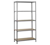 Simon Rack Étagère métallique 2000x1000x300 mm - Maderclick | 5 hauteurs, Plateau bois, Point de flexion 150 kg, Peinture anticorrosion, Montage système clic, Gris