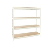 Simon Rack Étagères Charge Lourde 2000x2400x600 mm, 4 Niveaux en Bois, 400 kg par Niveau, Structure Acier, Blanc/Bois - Simonforte
