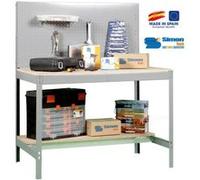Simonrack – Établi d'atelier BT-2 1200 – 600 kg, 1445×1210×610 mm, panneau perforé – Gris/Bois