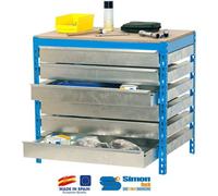 Simon Rack - Kit Etabli avec tiroirs 840x1200x750mm - BT-5 BOX6 1200 BLEU/BOIS