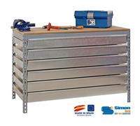 Simon Rack - Kit Etabli avec tiroirs 840x900x600mm - BT-5 BOX6 900 GRIS FONCE/BOIS