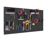 Simon Rack Simonwork Panneau outils mural avec 22 crochets et 3 supports 900 x 600 mm Anthracite