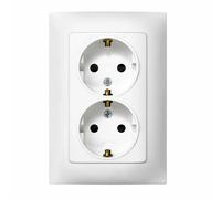 Simon socle de prise double 2P+T - Blanc