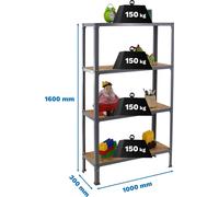 SIMONHOME CLICK WOOD PLUS 4/300 CINZA/Étagère métallique OSB