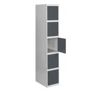 SimonRack Casier vestiaire métallique, 5 Portes, avec clé, 1800 x 300 x 500 mm, Gris/Anthracite - SimonLocker