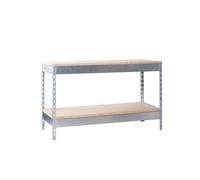SimonRack Établi d’Atelier avec Étagère Inférieure, Capacité de Charge 400 kg, 900x1200x600 mm, Galvanisé/Bois - BT-Basic