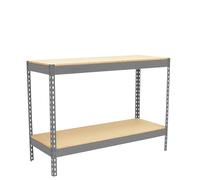 SimonRack Établi d’Atelier avec Étagère Inférieure, Capacité de Charge 400 kg, 900x1200x600 mm, Gris/Bois - BT-Basic
