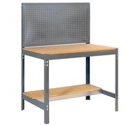 SimonRack Etabli d’Atelier, Capacité de Charge 600 kg, 1445x1210x610 mm, Panneau Perforé, Table de Travail Bricolage, Gris/Bois - BT2