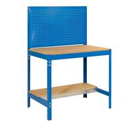 SimonRack Etabli d’Atelier, Capacité de Charge 600 kg, 1445x1510x610 mm, Panneau Perforé, Table de Travail Bricolage, Bleu/Bois - BT2
