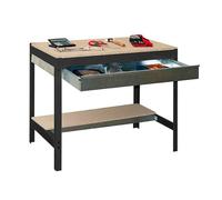 SimonRack Etabli d’Atelier, Capacité de Charge 600 kg, 842x1210x760 mm, Étagère Tiroir de Rangement, Table de Travail Bricolage, Anthracite/Bois - BT0