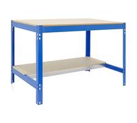 SimonRack Etabli d’Atelier, Capacité de Charge 600 kg, 842x1510x760 mm, Table de Travail Bricolage, Bleu/Bois - BT0