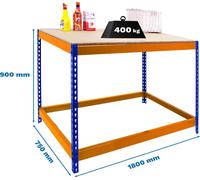 Simonrack Établi SIMONWORK BASIC 1 orange, blau 180,0 x 75,0 x 90,0 cm
