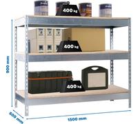 Simonrack Établi SIMONWORK BASIC 3 silber 150,0 x 60,0 x 90,0 cm