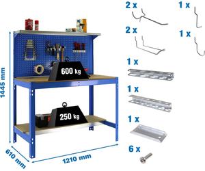Simonrack Etabli SIMONWORK BT3 blau 121,0 x 61,0 x 144,5 cm