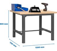 Simonrack Établi SIMONWORK BT6 anthrazit 120,0 x 75,0 x 86,5 cm