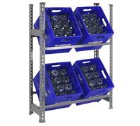 SimonRack Etagère pour Caisses de Boissons, Etagère pour 4 Cassette, 2 Niveaux, Charge par Niveau 100 kg, 1000x800x300 mm, Etagère pour Caisses de Boissons en Métal, Gris - Simonbottle