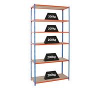 Simonrack Étagère pour charges lourdes MADERCLICK SUPERPLUS 6 8435104955444 blanc, marron 110,0 x 40,0 x 250,0 cm