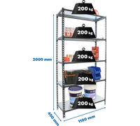 Simonrack Étagère pour charges lourdes SIMONCLICK SUPERPLUS 5 8425437098086 anthracite, argent 110,0 x 40,0 x 200,0 cm