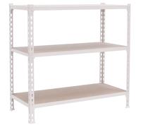 SimonRack Étagère Rangement et 3 Niveaux en Boix, 200 kg Capacité de Charge et Point de Flexion, 1000x1100x300 mm, Étagère Charge Lourde, Étagère Garage, Blanc/Bois - Maderclick