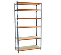 Etagère Légère Sans Vis Maderclick Mini 6/400 Bleu/orang/bois Bleu/orange/bois 2500x800x400 - Simonrack