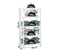 Simonrack Rayonnage pour charges lourdes COMFORT PLUS 5/400 202100014201045 blanc 100,0 x 40,0 x 200,0 cm